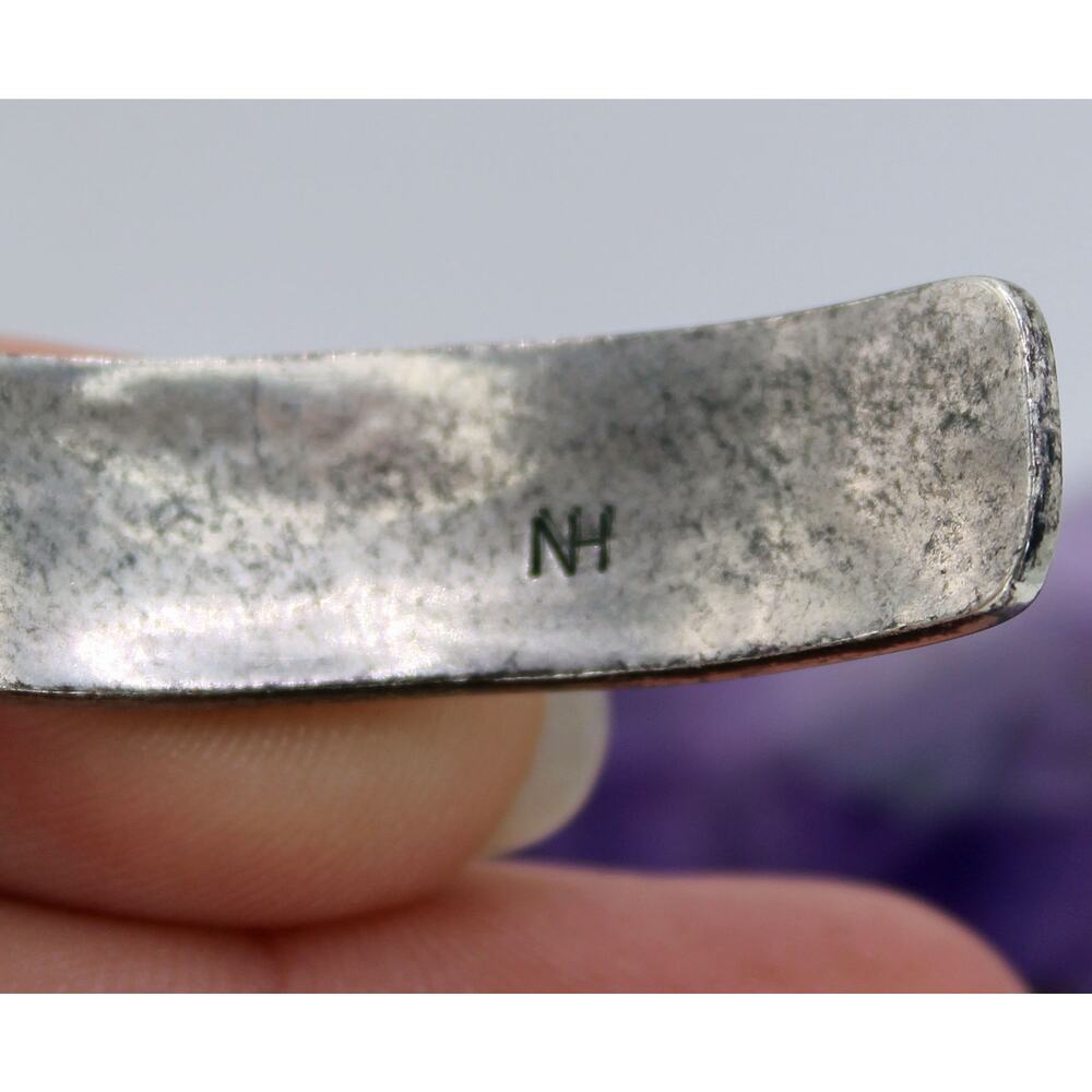 Hoskie Nez Navajo Geometric Chevron Overlay Sterling Silver Cuff Bracelet - Picture 6 of 6